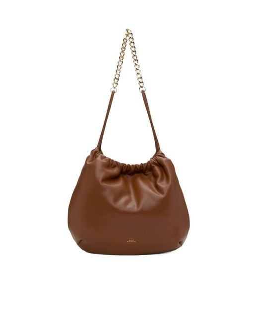 A.P.C. Brown Gathered Chain Shoulder Bag