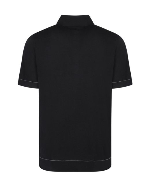 Brioni Black Short-Sleeved Polo Shirt for men