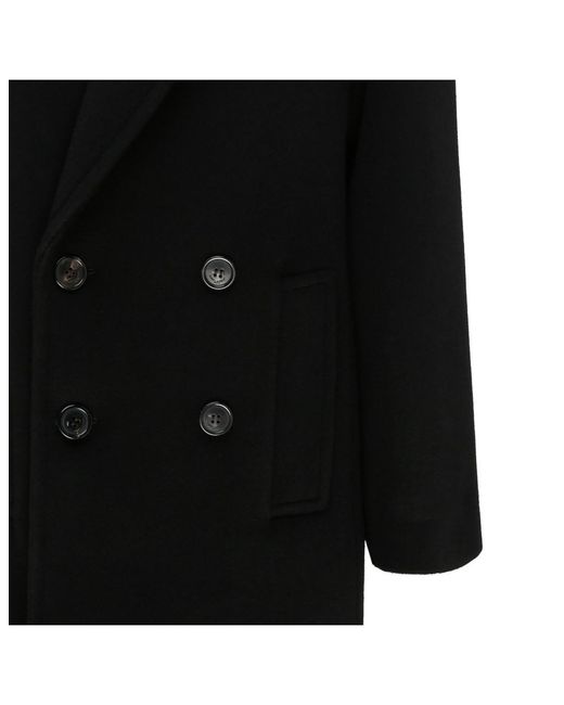 Saint Laurent Black Shoulder-Pad Double-Breasted Coat