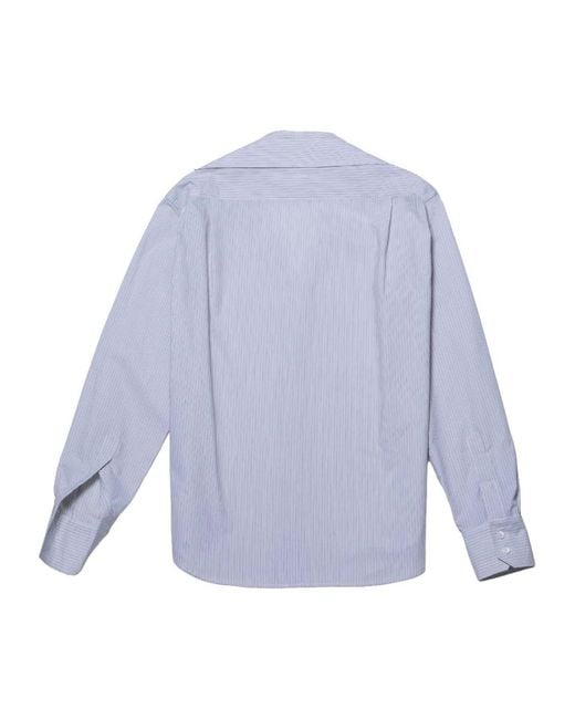 MM6 by Maison Margiela Blue Striped Collarless Shirt