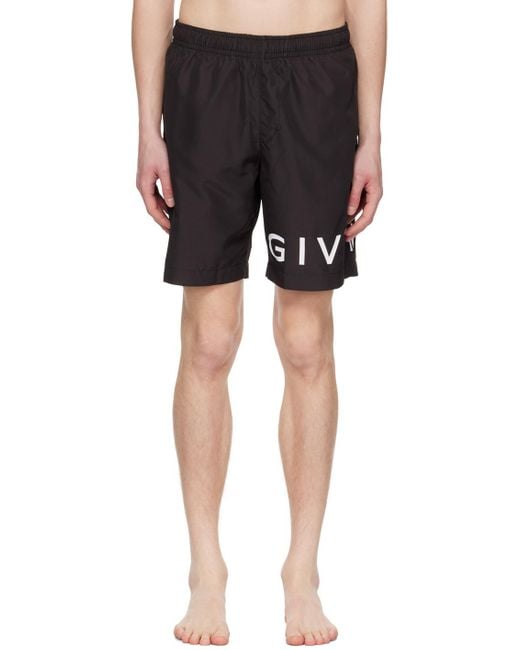 Givenchy Black Logo Printed Swim Shorts for men