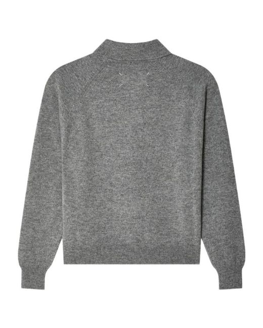 Maison Margiela Gray Fine-Knit Polo Shirt
