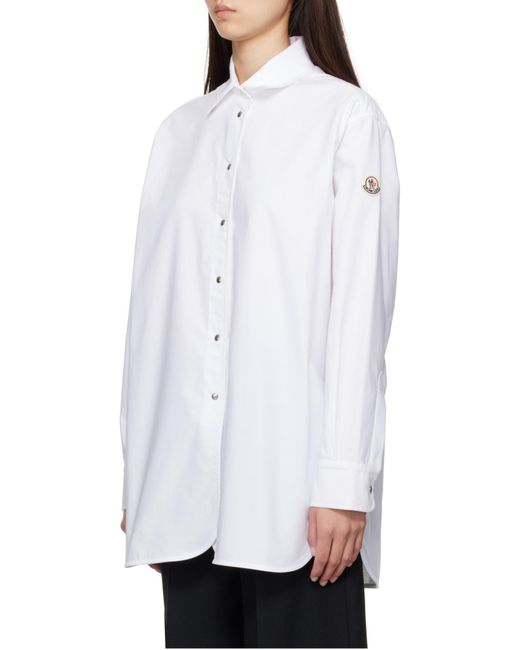 Moncler White Logo Patch Long Sleeved Shirt