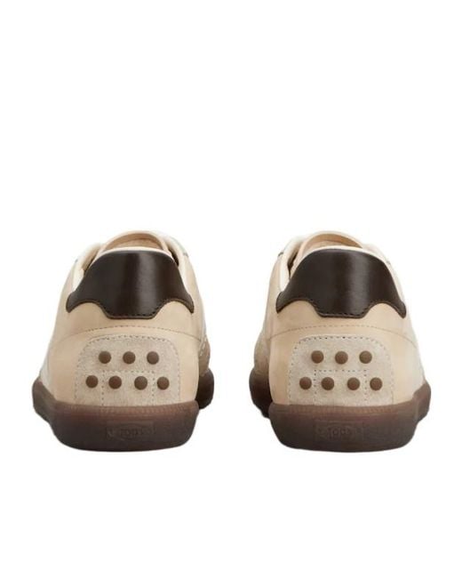 Tod's Natural Low Top Lace-Up Sneakers for men