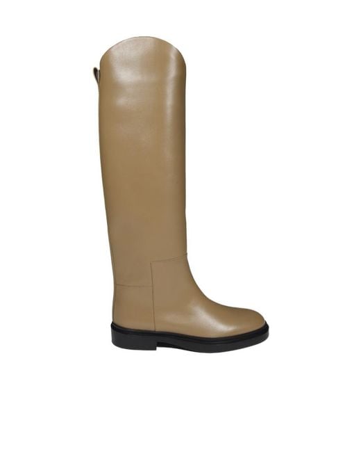 Jil Sander White Almond-Toe Knee-Length Boots