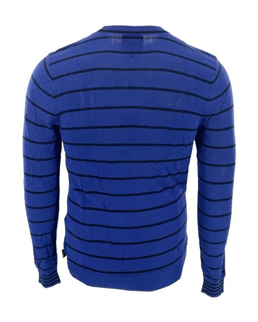 Armani Collezioni Blue Horizontal Striped Sweater for men