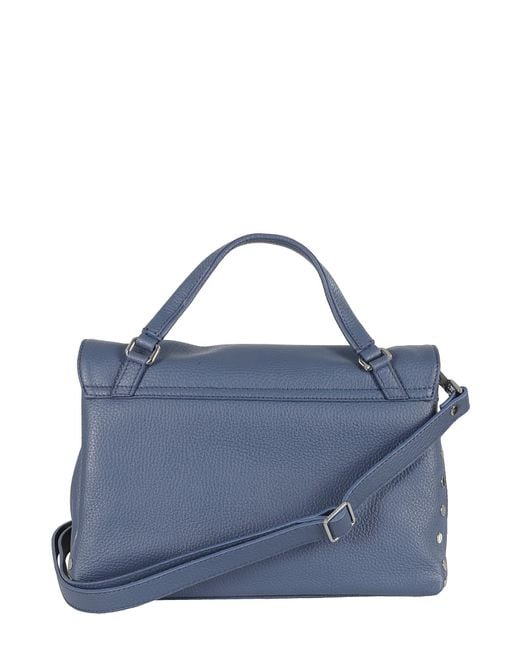 Zanellato Blue Postina Twist-Lock Small Top Handle Bag
