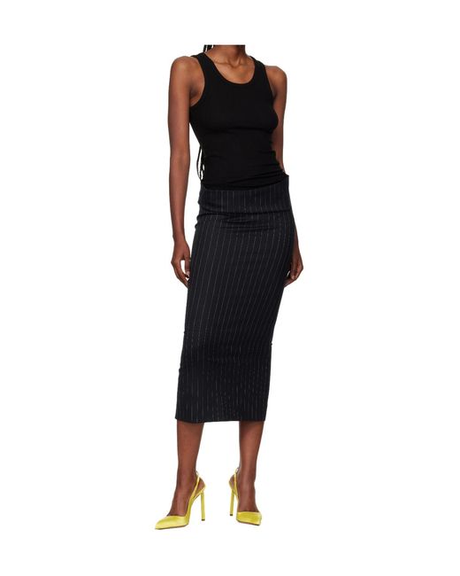 Mugler Black Ribbed Tank Top