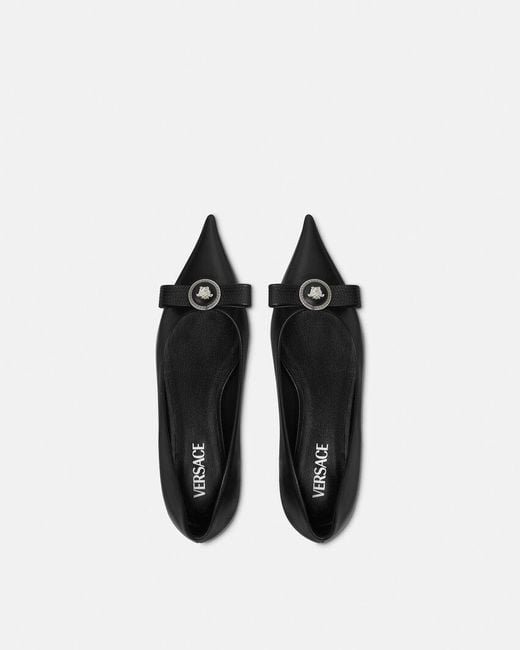 Versace Black Gianni Ribbon Ballerinas