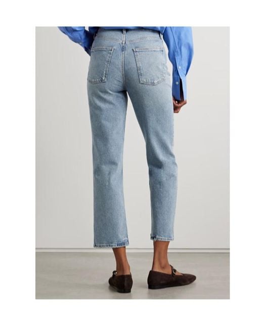 Agolde Blue High-Rise Straight Leg Jeans