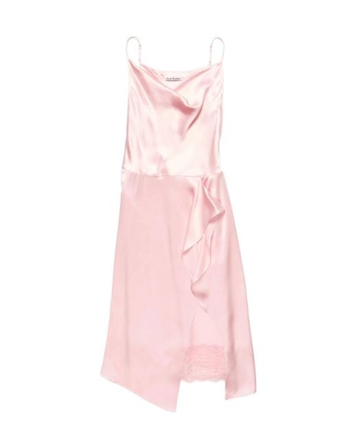 Acne Pink Shiny Satin Slip Dress