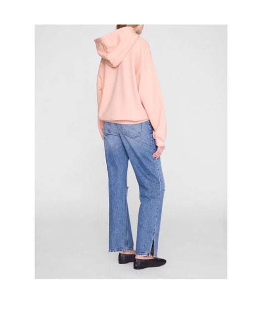 Anine Bing Pink Logo-Embroidered Hoodie