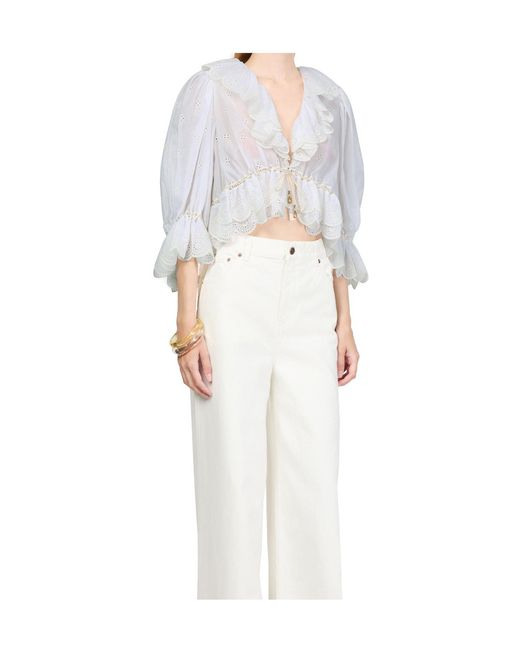 Chloé White V-Neck Top