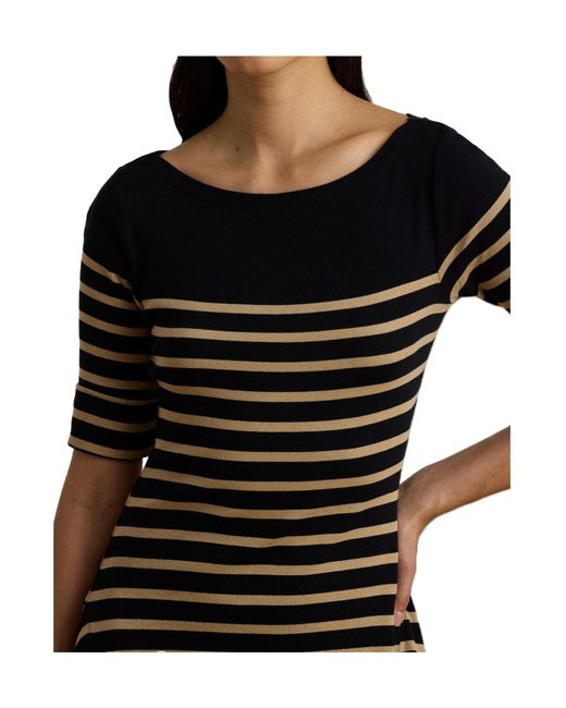 Ralph Lauren Black Boat-Neck Jersey Midi Dress