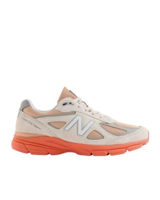 New Balance Gray 990V4 Lace-Up Sneakers for men