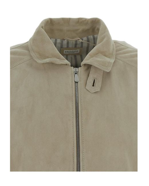 Brunello Cucinelli Green Zipped Bomber Jacket for men