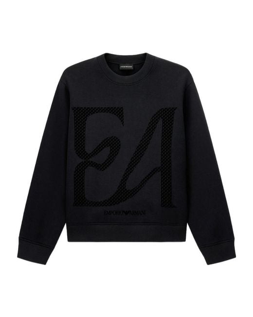 Emporio Armani Black Crew-Neck Sweatshirt for men