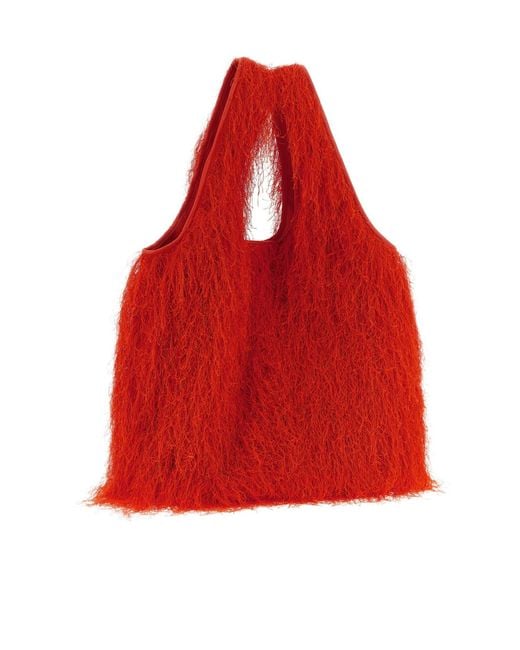 Dries Van Noten Red Top-Handle Shoulder Bag