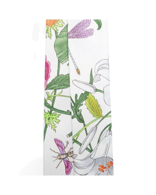 Gucci White Floral-Print Scarf