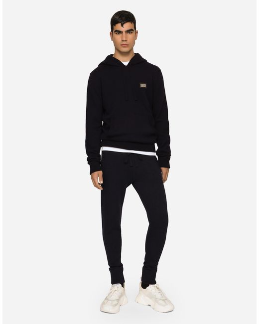 Dolce & Gabbana Blue Knitted Jogging Pants for men