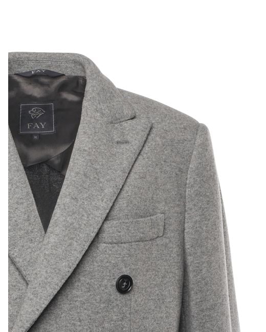 Fay Gray Peak Lapel Wool Coat for men