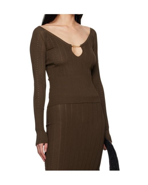 Jacquemus Brown Logo Plaque Long Sleeved Top