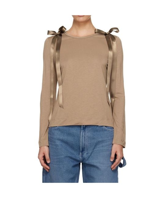 Simone Rocha Blue Bow-Detail Long-Sleeve T-Shirt