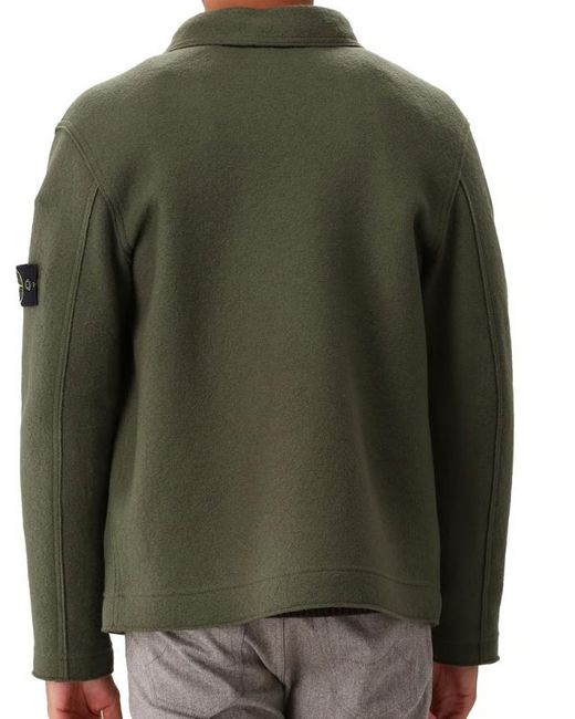 Stone Island Green Patch Button Cardigan for men
