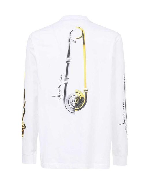 Versace White Logo Long-Sleeved T-Shirt for men