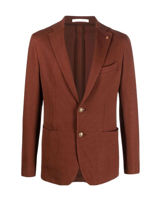 Tagliatore Brown Single-Breasted Cotton Blazer for men