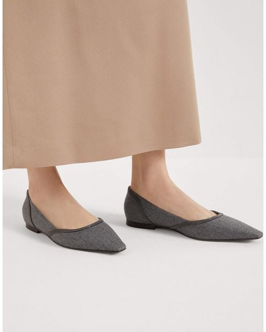Brunello Cucinelli Gray Flannel Ballet Flats