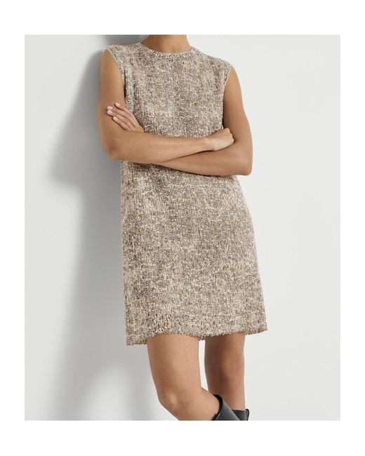 Brunello Cucinelli Gray Dazzling Craquelé Embroidery Dress