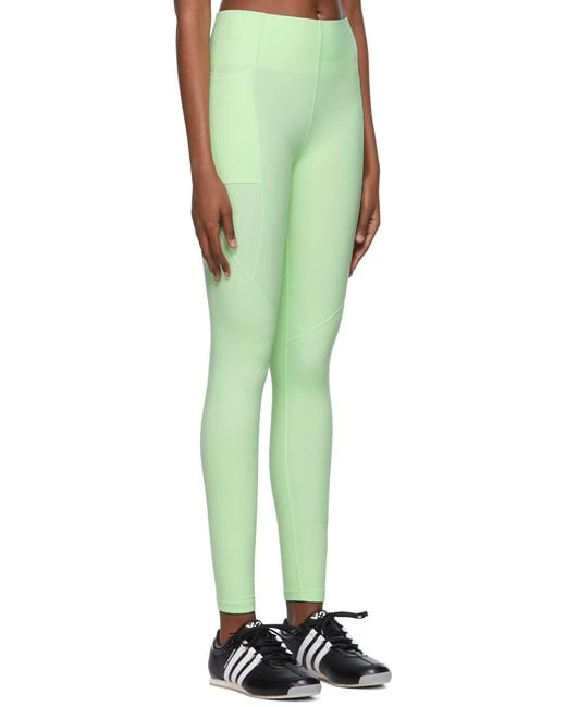Y-3 Green Panelled Logo Leggings