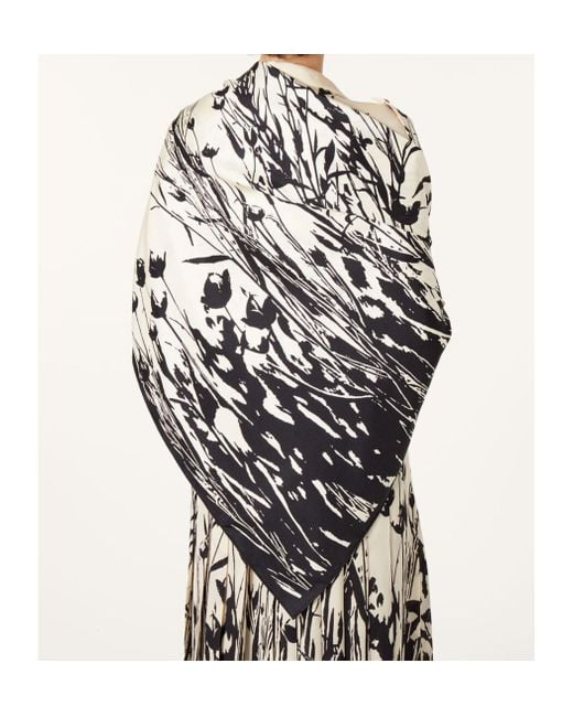 Loro Piana White Pattern Silk Scarf