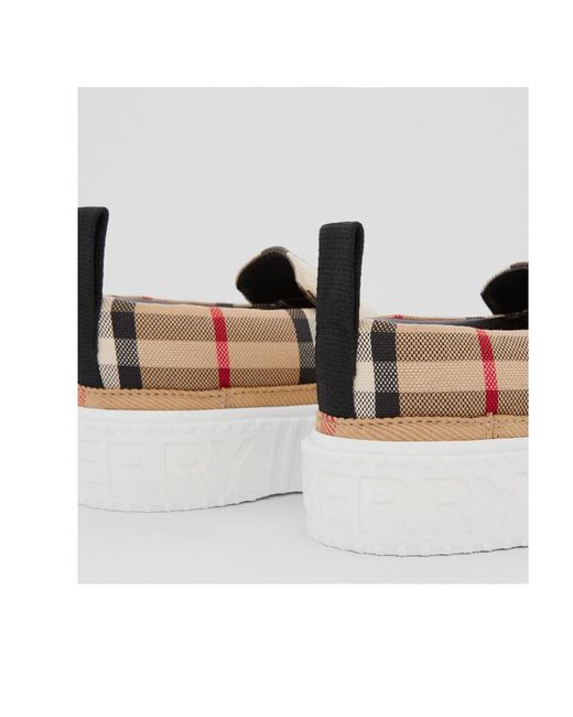 Burberry Brown Check-Pattern Slip-On Trainers