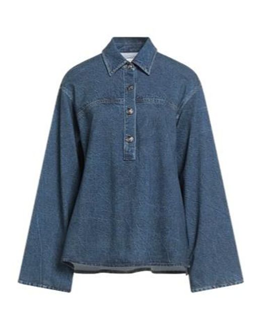 Rag & Bone Blue Solid-Colored Long-Sleeved Denim Top
