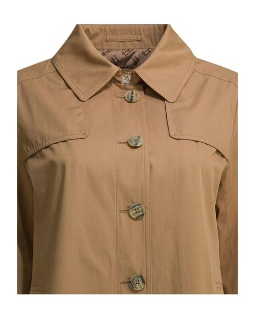 Herno Brown Single-Breasted A-Line Coat