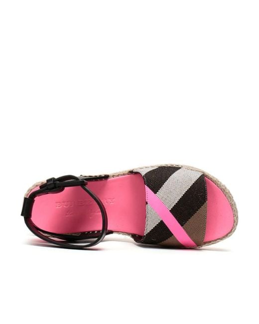 Burberry Black Checkered Details Flat Sandals