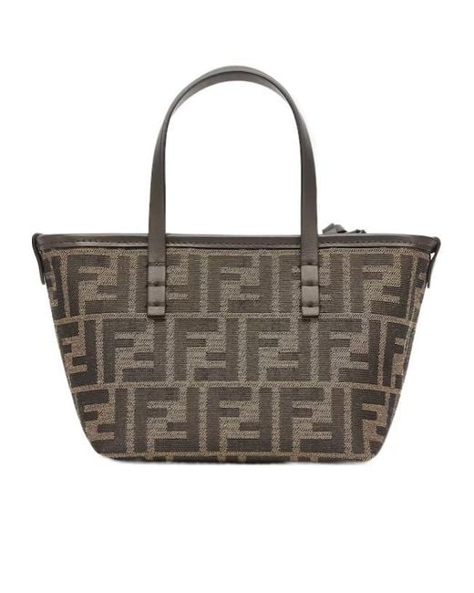 Fendi Brown Roll Monogrammed Mini Tote Bag