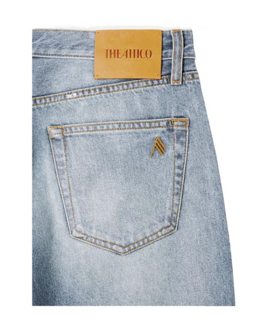 The Attico Blue The Logo Embroidered Distressed Jeans