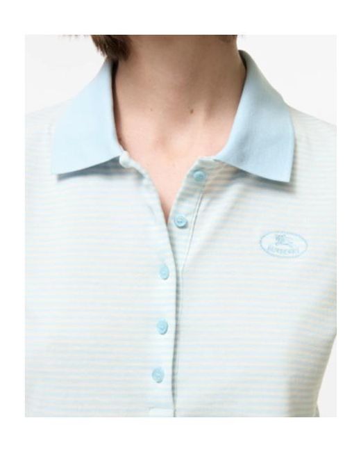 Burberry Blue Striped Cotton Polo Shirt