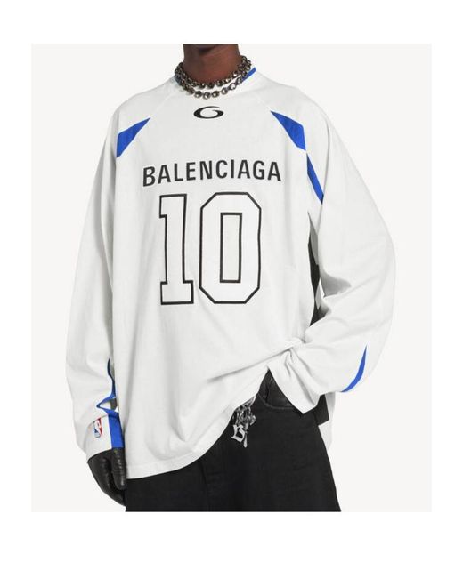 Balenciaga White Nba Collaboration Oversized Long Sleeve T-Shirt for men