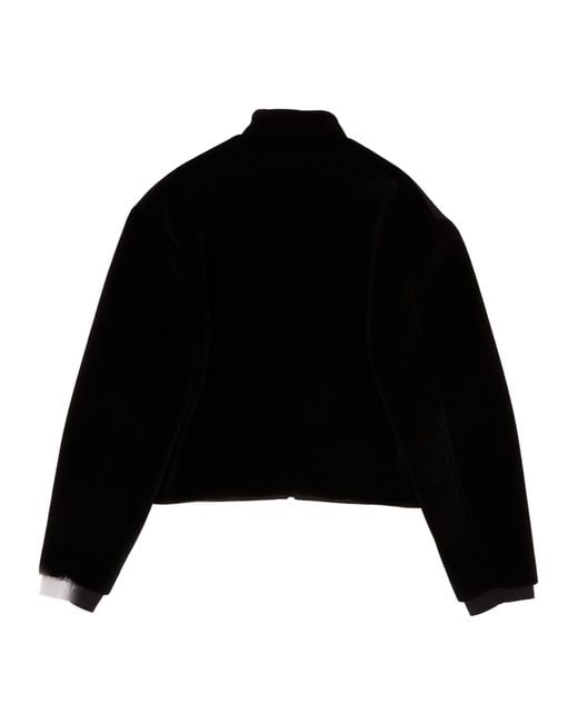 Jil Sander Black Cropped Zipped Bomber Jacket