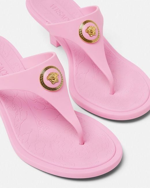 Versace Pink Heeled Thong Sandals