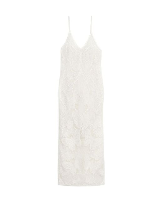 Blumarine White Handmade Embroidery Long Mesh Dress