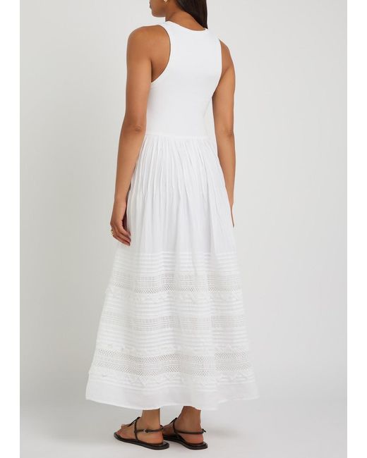 Polo Ralph Lauren White Embroidered Stretch-Cotton Midi Dress
