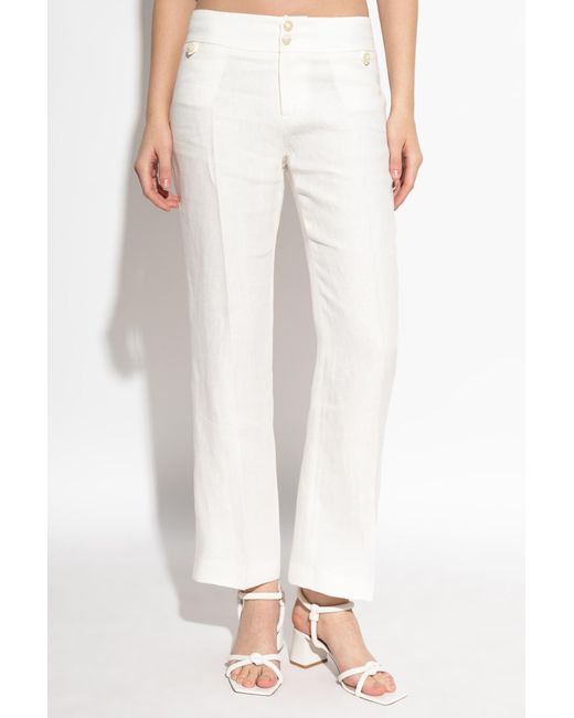Etro White High-Waist Straight-Leg Trousers