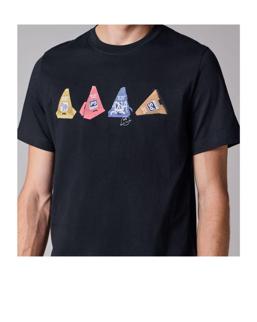 Paul Smith Blue Ps Paul Smith Graphic Print T-Shirt for men