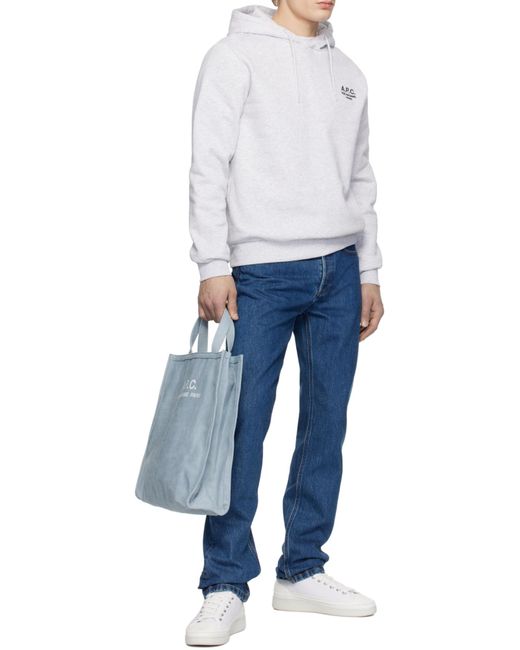 A.P.C. Gray Logo Embroidered Drawstring Hoodie for men