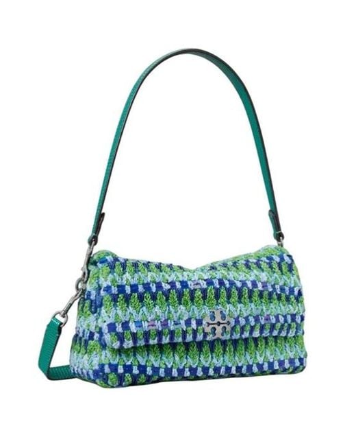 Tory Burch Green Charlie Beaded Shoulder Bag